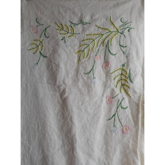 Vintage Pink Green Floral handmade embroidered Lace Dresser scarf runner - Picture 2 of 4